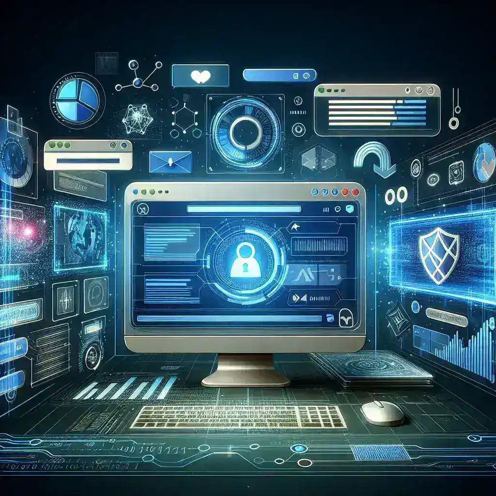 "Ilustração dos avanços mais recentes em navegadores da web, destacando melhorias em velocidade, segurança e recursos de usabilidade"