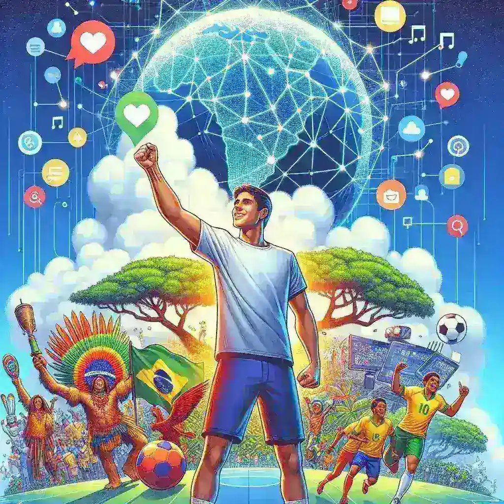 Alt text: "Rodrigo Poosting logo and interface showcasing its features, highlighting its rise in popularity over Bluesky in the Brazilian social media landscape."